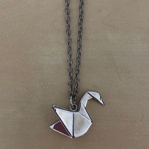 Silver Origami Swan Necklace